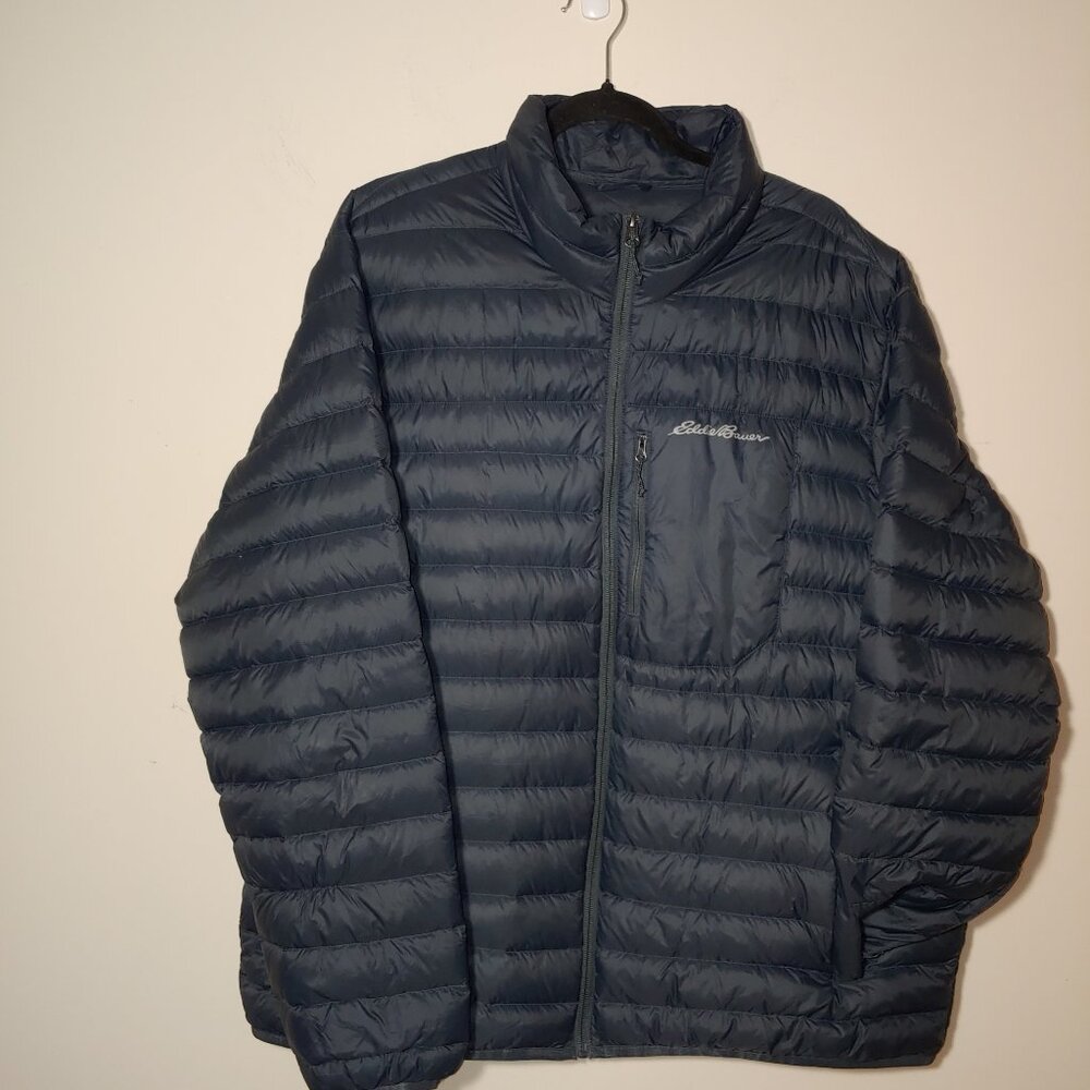 Eddie Bauer Lightweight Full Zip Mock Neck Puffer Size 2XL Navy Blue